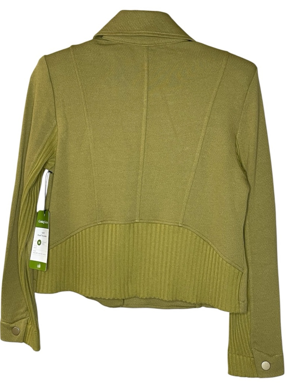 CAbi Olive Green Road Trip Zip-Front Moto Knit Jacket Sz M - Picture 4 of 9